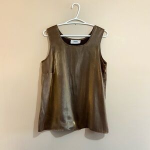 Vintage Classic Elements Metallic Bronze Sleeveless Blouse Tank Top